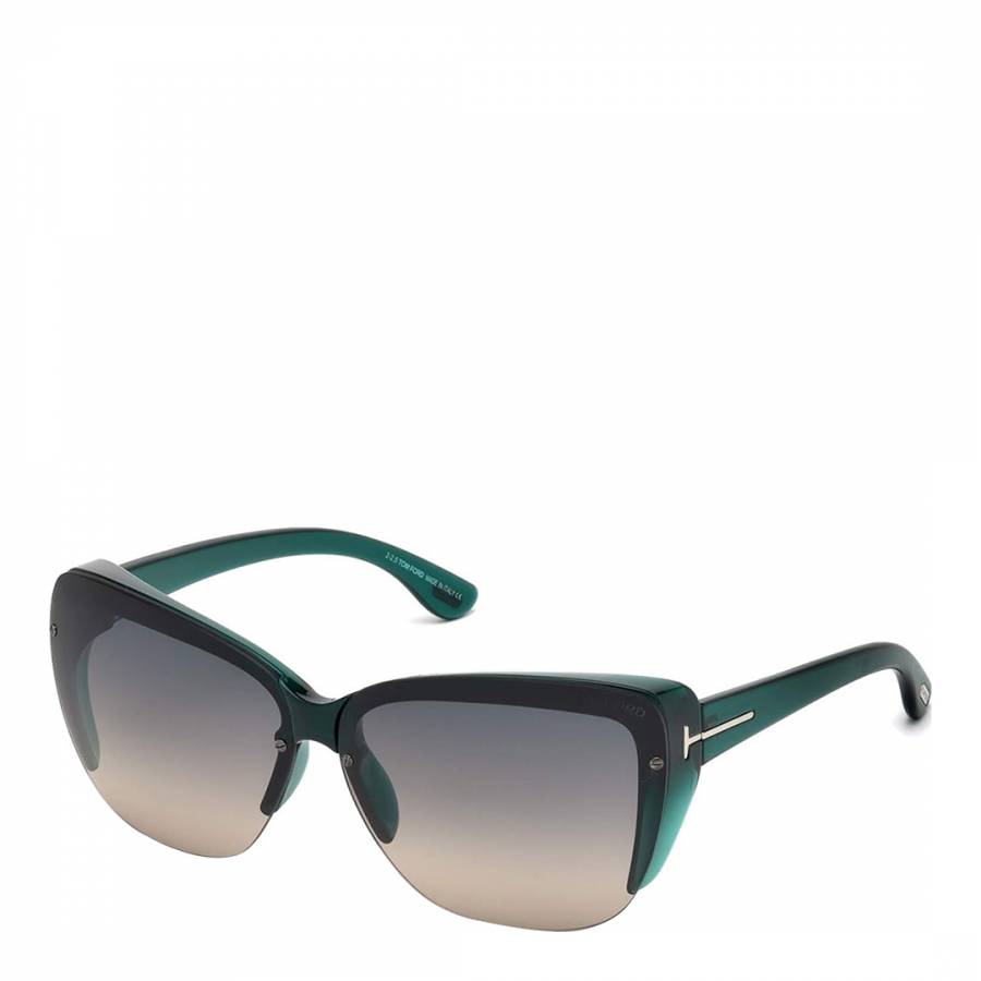 Women's Tom Ford Clear Teal Square Sunglasses 67mm - BrandAlley
