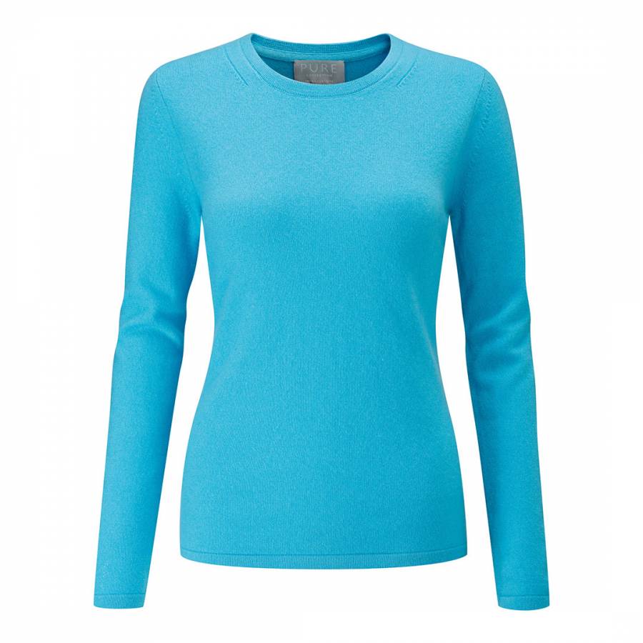 Soft Turquoise Cashmere Crew Neck Sweater - BrandAlley