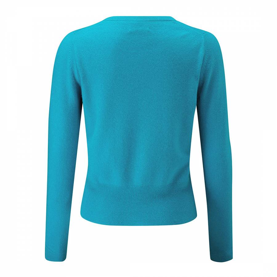 Soft Turquoise Cashmere Cropped Sweater - BrandAlley