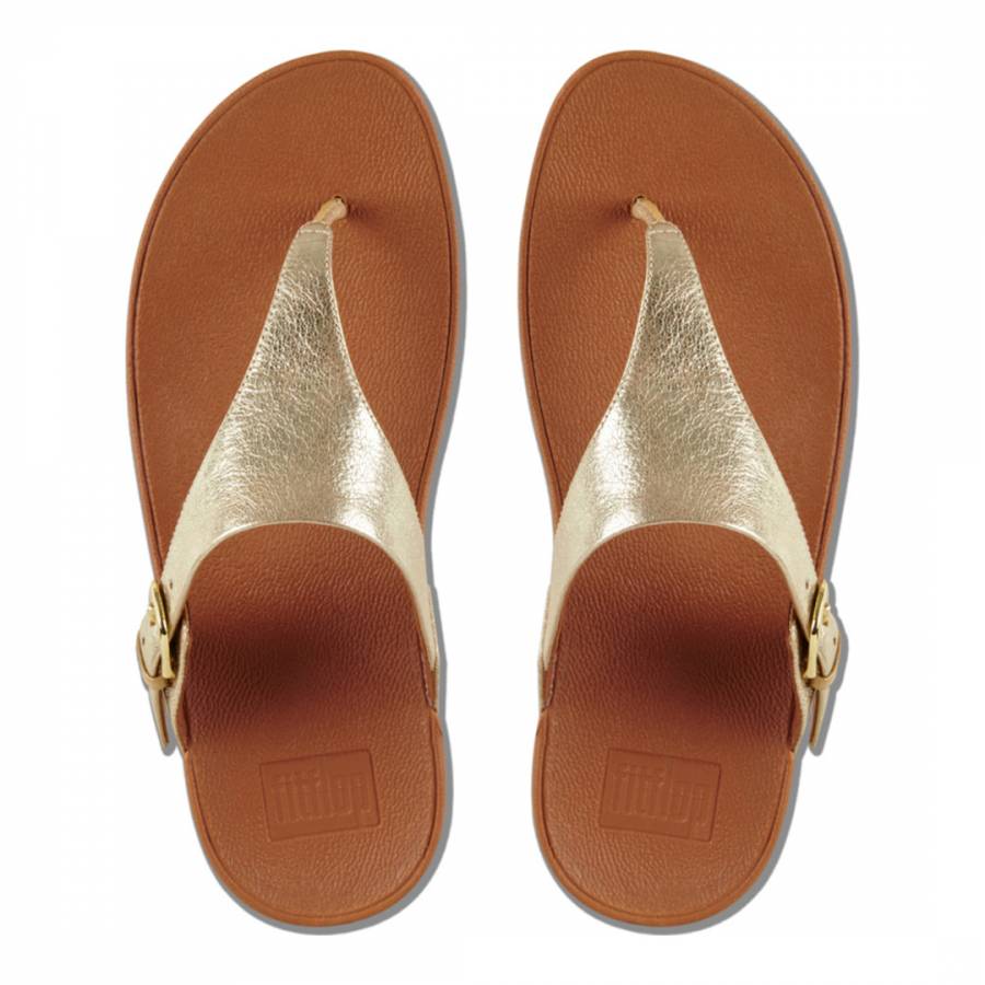 Pale Gold Leather Skinny Sandals - BrandAlley