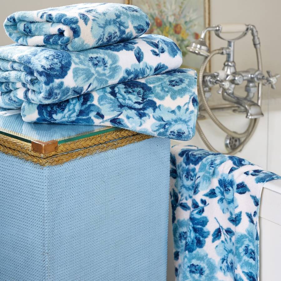 Peony Blossom Hand Towel, Blue - BrandAlley