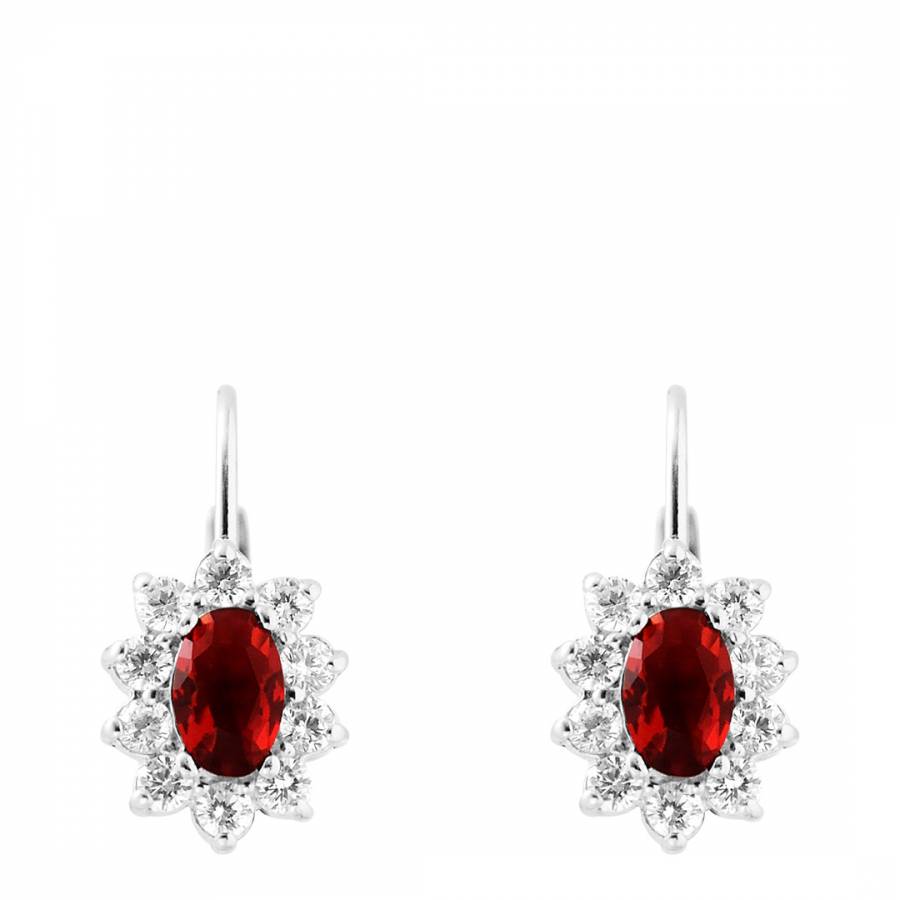 Silver Earrings With Red Pendant - BrandAlley