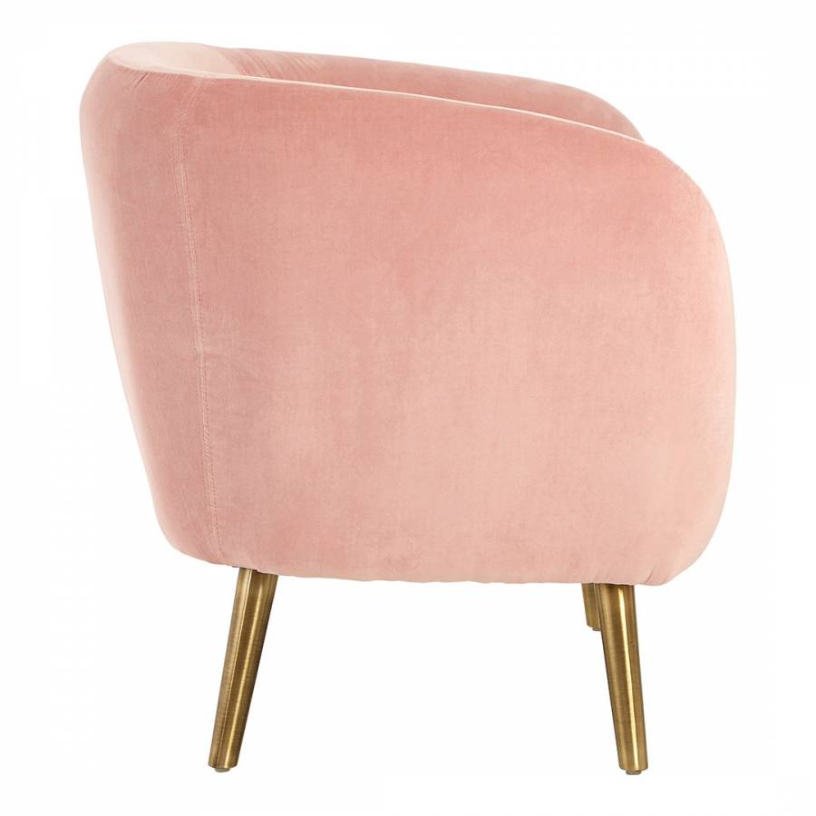 Louxor Pink Velvet Round Armchair - BrandAlley