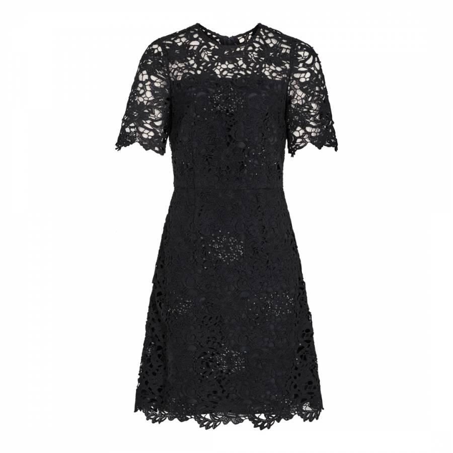 Navy Lina Lace A Line Dress - BrandAlley