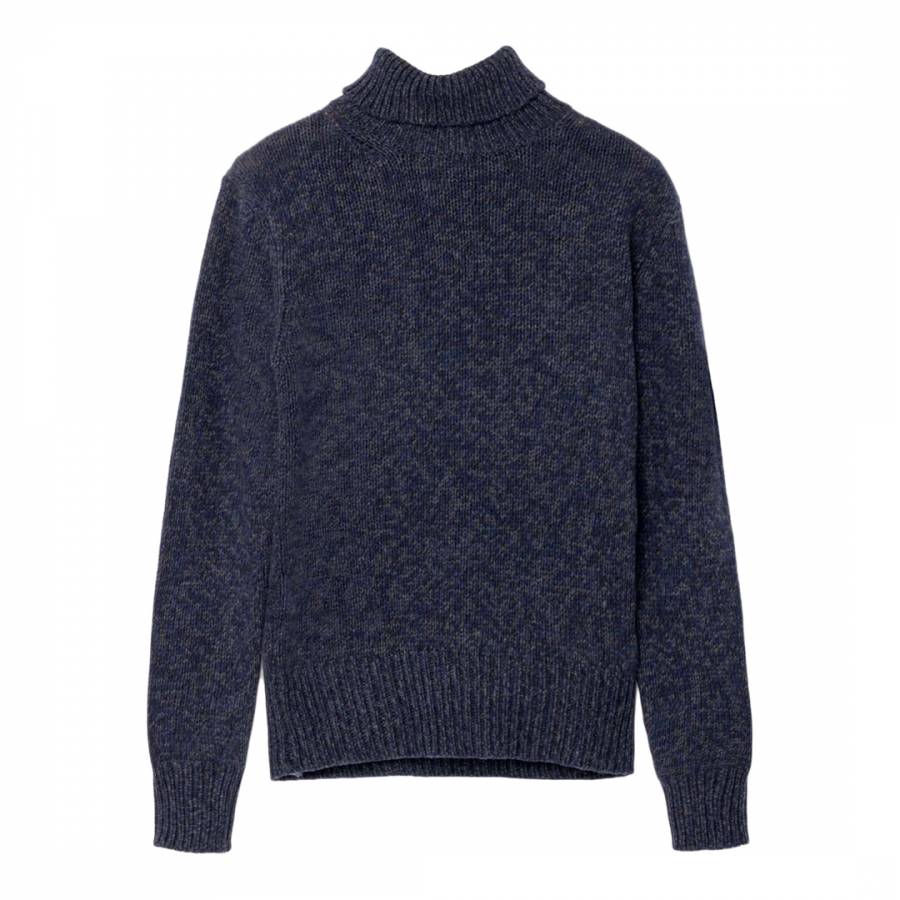 Navy Thick Mouline Knit Roll Neck Jumper - BrandAlley