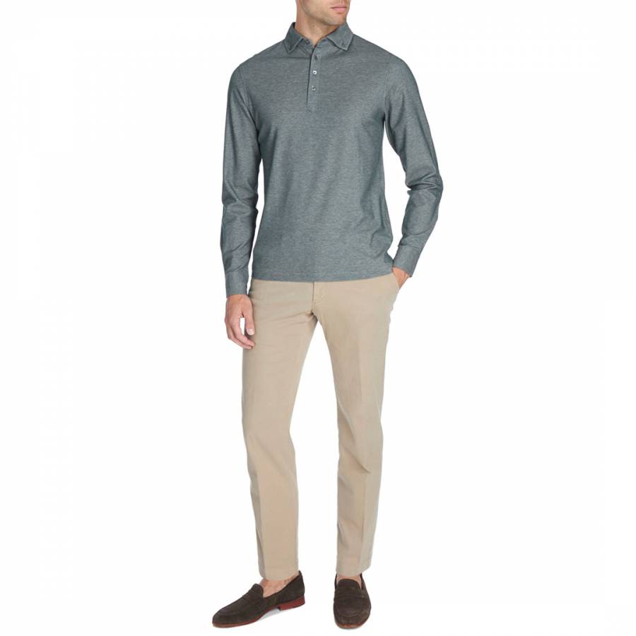 Green Mayfair Long Sleeve Polo Shirt - BrandAlley