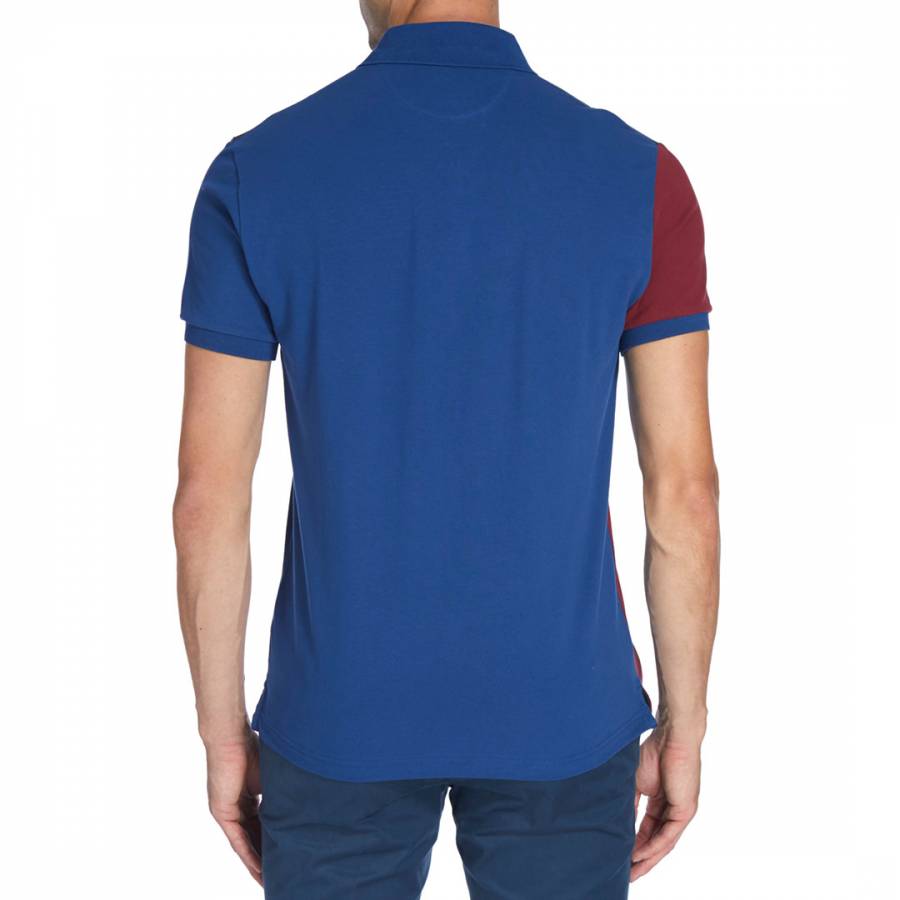 Red/Blue Numbered Panel Polo Top - BrandAlley