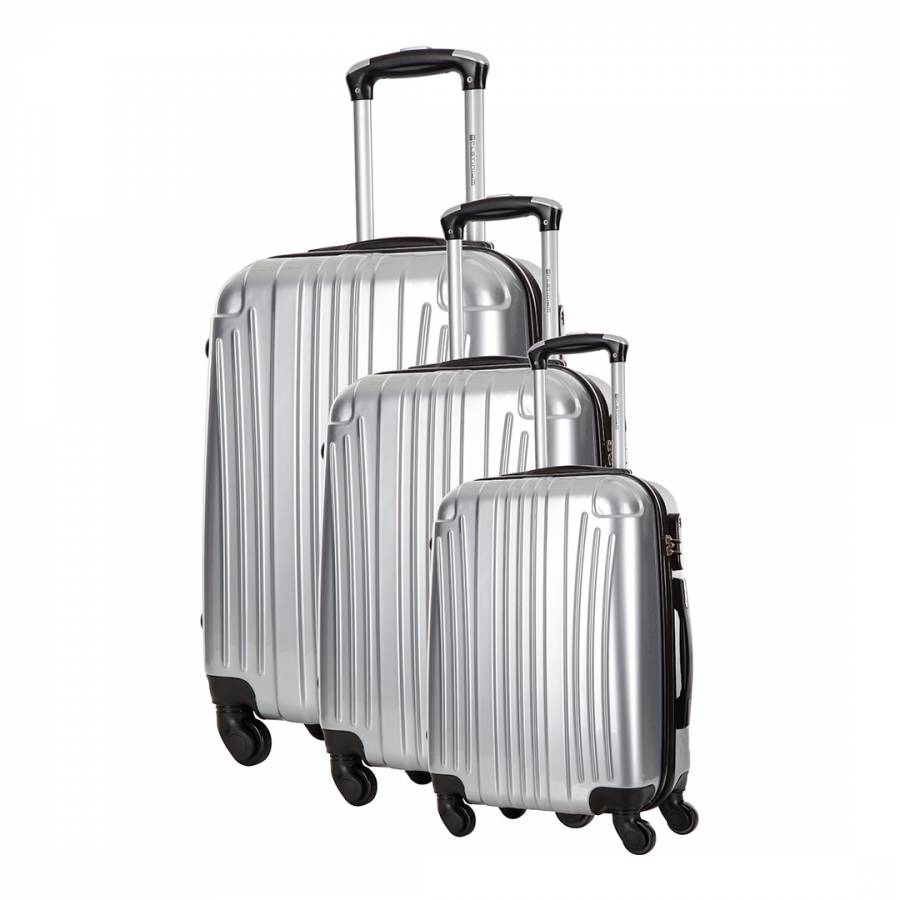 Silver Grimsby Set of Three 8 Wheeled Suitcases Set of 3 - BrandAlley