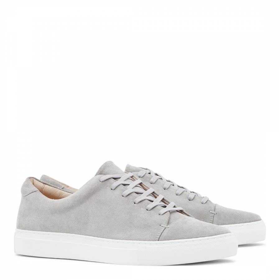 Light Grey Dan Suede Lace Up Trainers - BrandAlley
