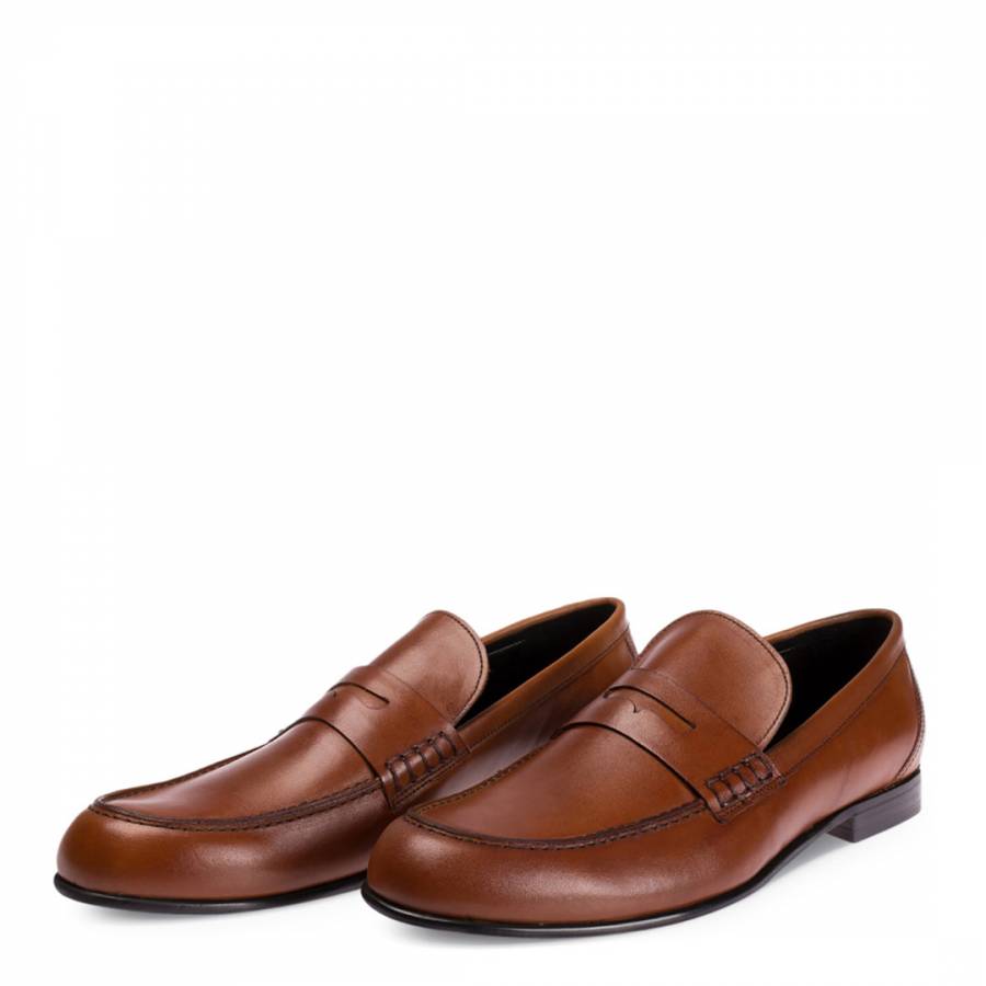 Tobacco Leather Formal Loafers - BrandAlley