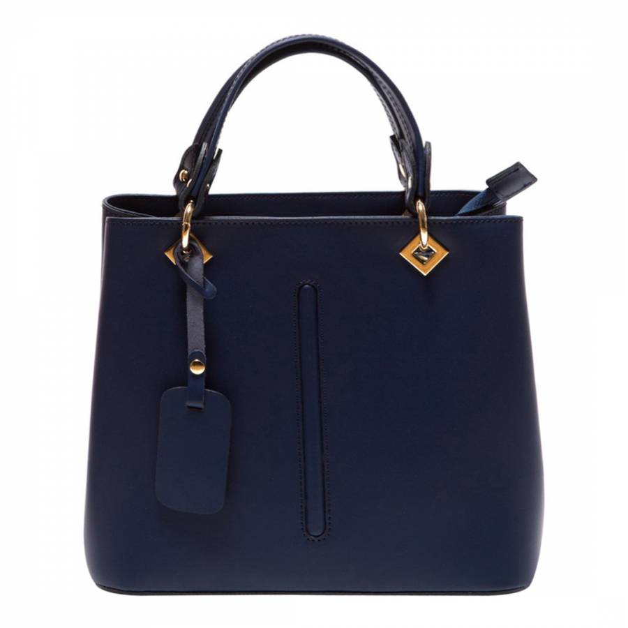 Blue Leather Top Handle Bag - BrandAlley