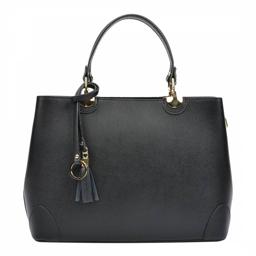 Black/Red Leather Isabella Rhea Top Handle Bag - BrandAlley