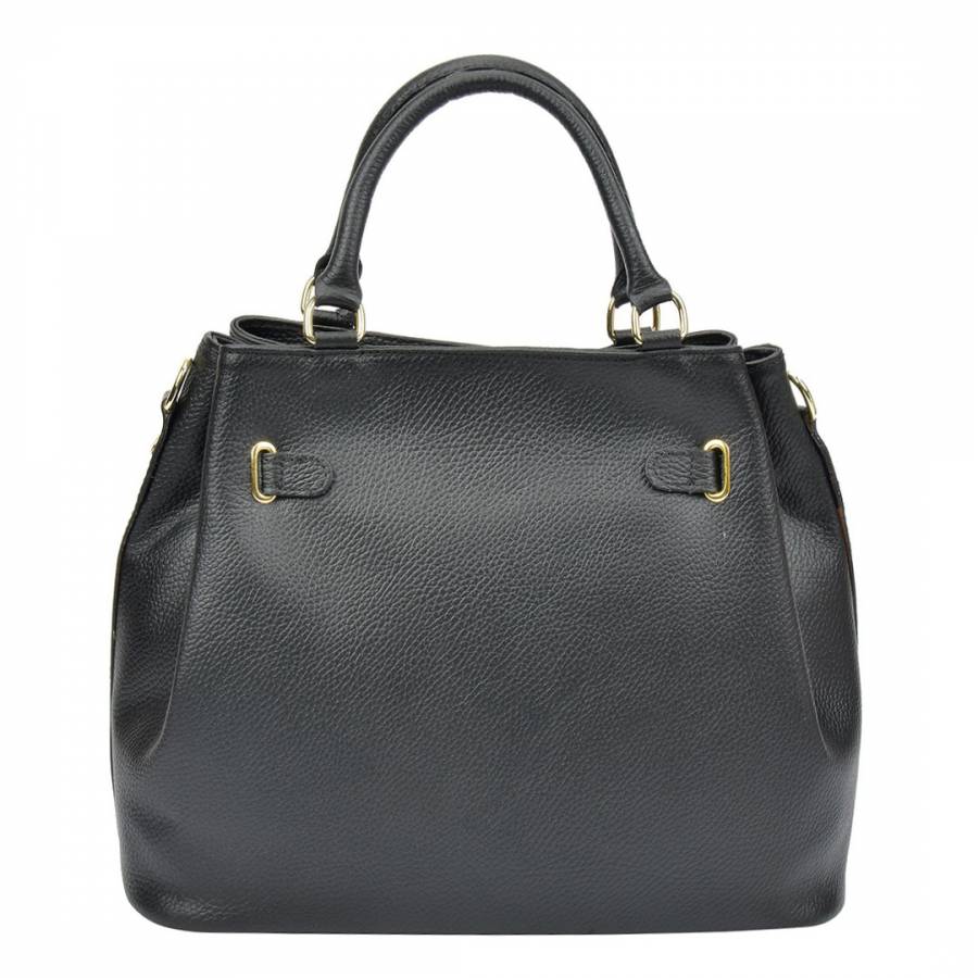 Black Leather Isabella Rhea Top Handle Bag - BrandAlley