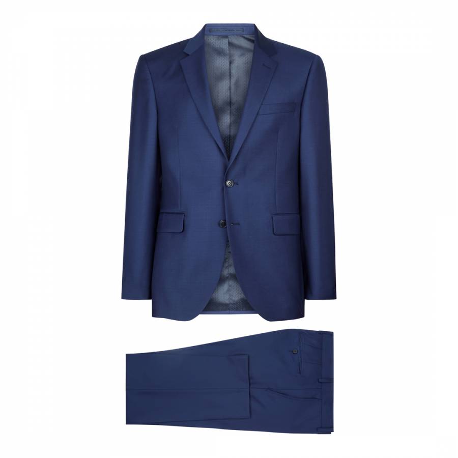 Blue Regular Twill Wool Suit - BrandAlley