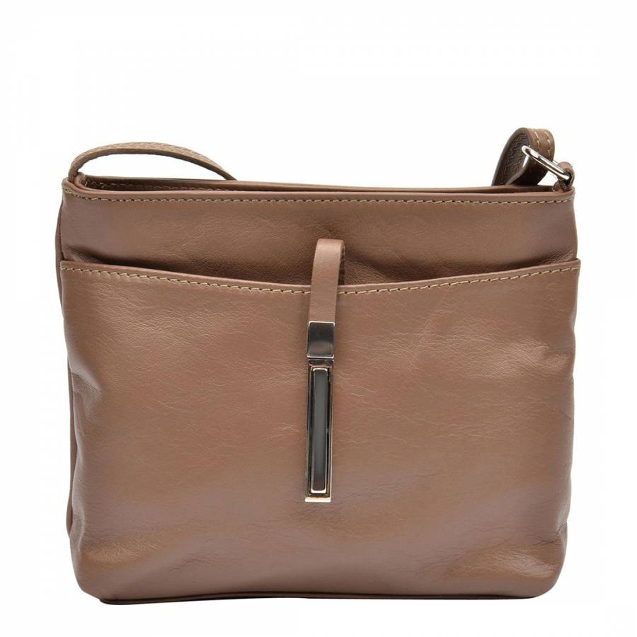 Brown Leather Roberta Crossbody Bag - BrandAlley