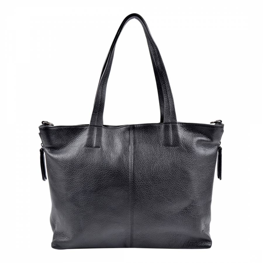 Black Leather Roberta Tote Bag - BrandAlley