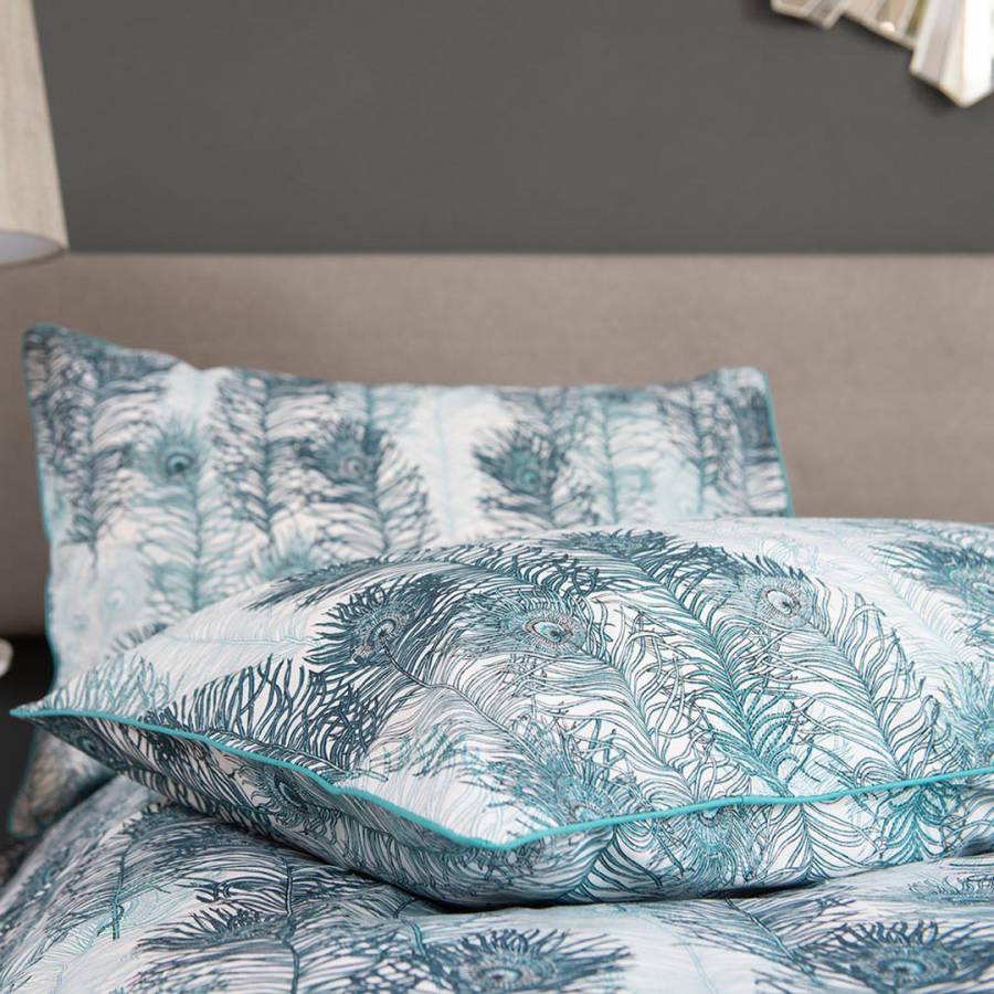 Peacock Feather Double Duvet Cover Set Teal Brandalley