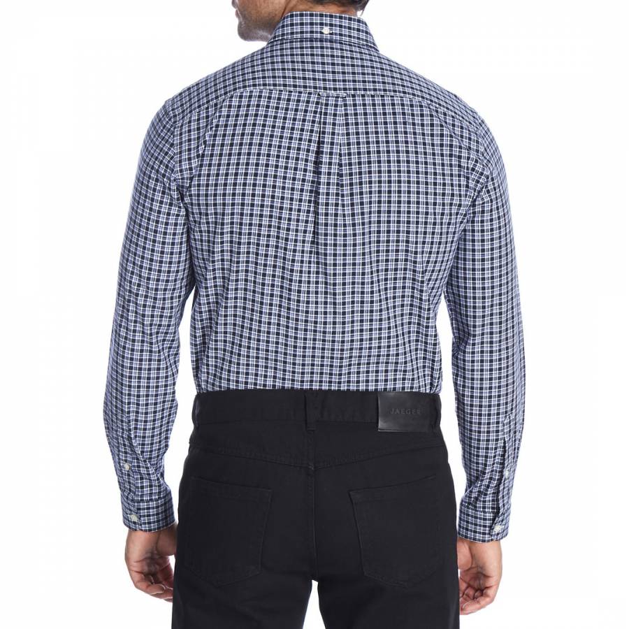 Mid Blue Casual Multi Check Cotton Shirt - BrandAlley