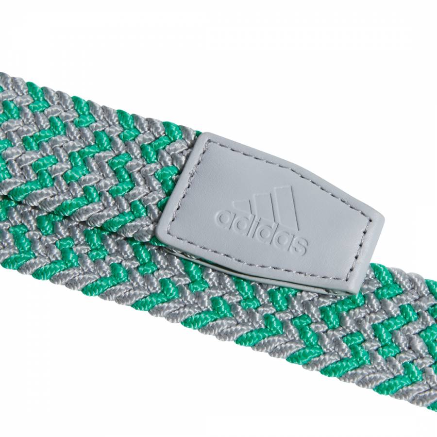 Green/Grey Braided Weave Stretch Belt - BrandAlley