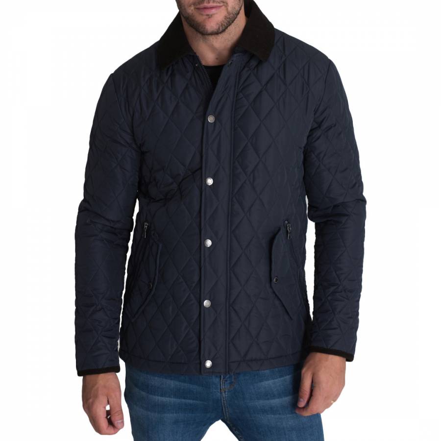 Navy Johnson Quilted Jacket - BrandAlley