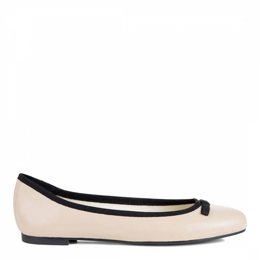 Light Nude Leather Flo Bow Ballerina Shoes - BrandAlley