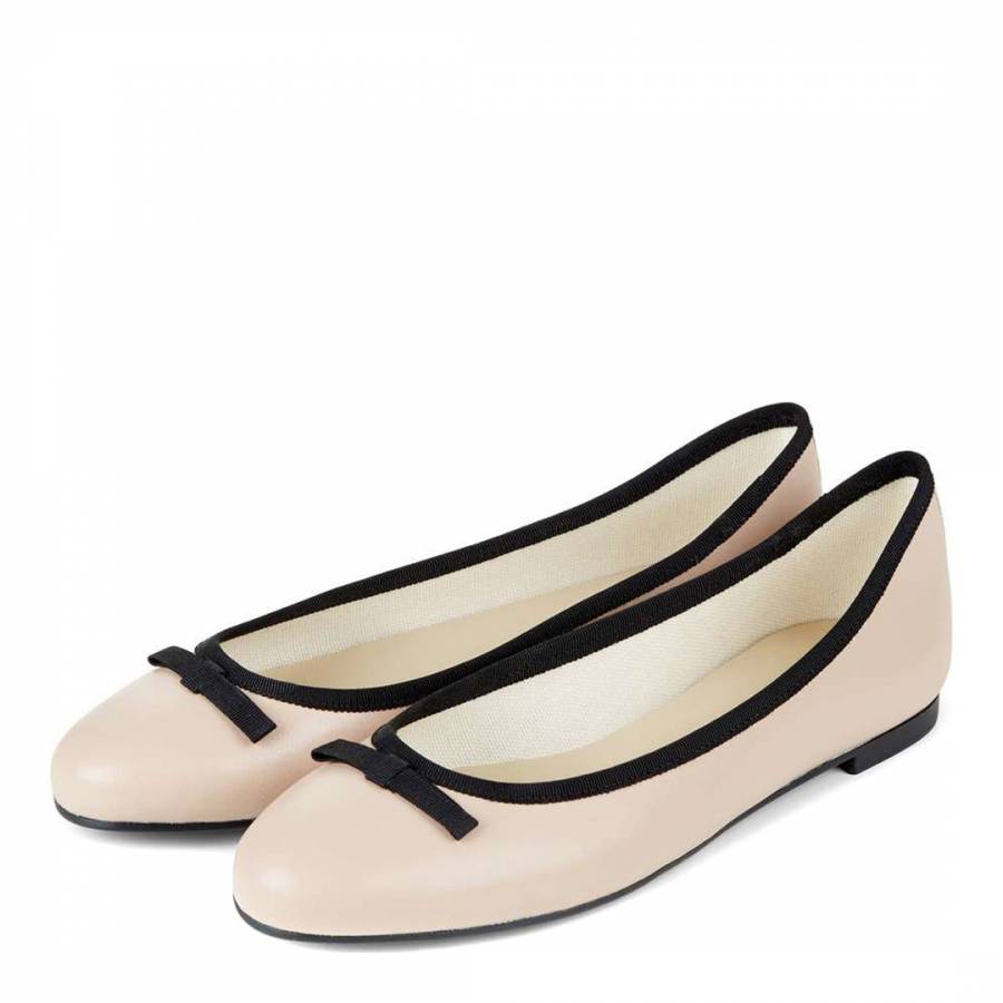 Light Nude Leather Flo Bow Ballerina Shoes - BrandAlley