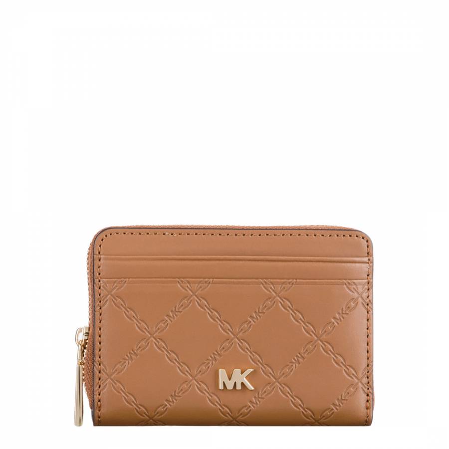 Brown Small Chained Embossed Leather Wallet - BrandAlley