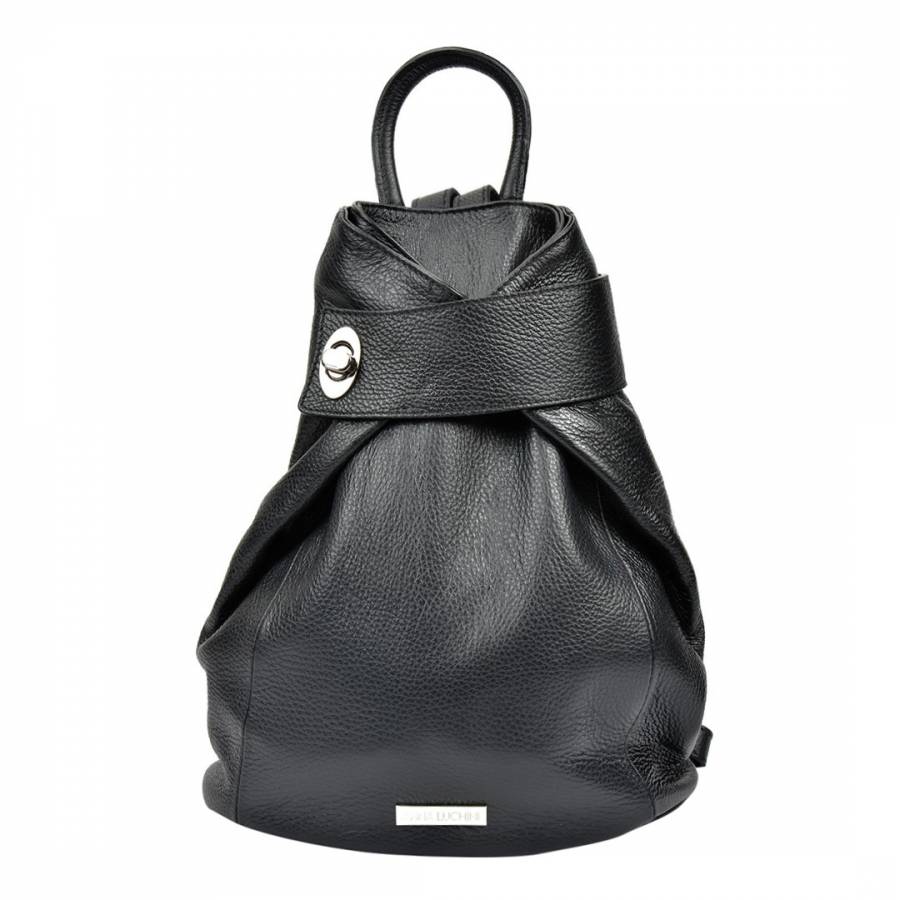 Black Leather Slouch Backpack - BrandAlley