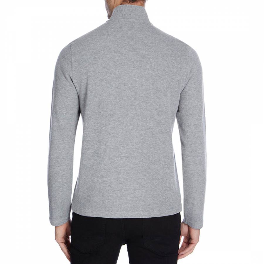 Grey Marl Zipped Funnel Neck Sweatshirt - BrandAlley