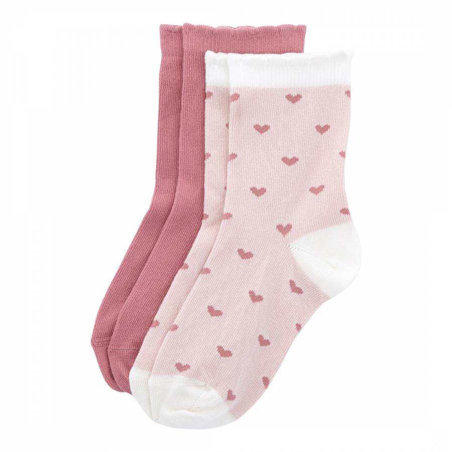Pink/Heart Print 2 Pairs Of Socks - BrandAlley