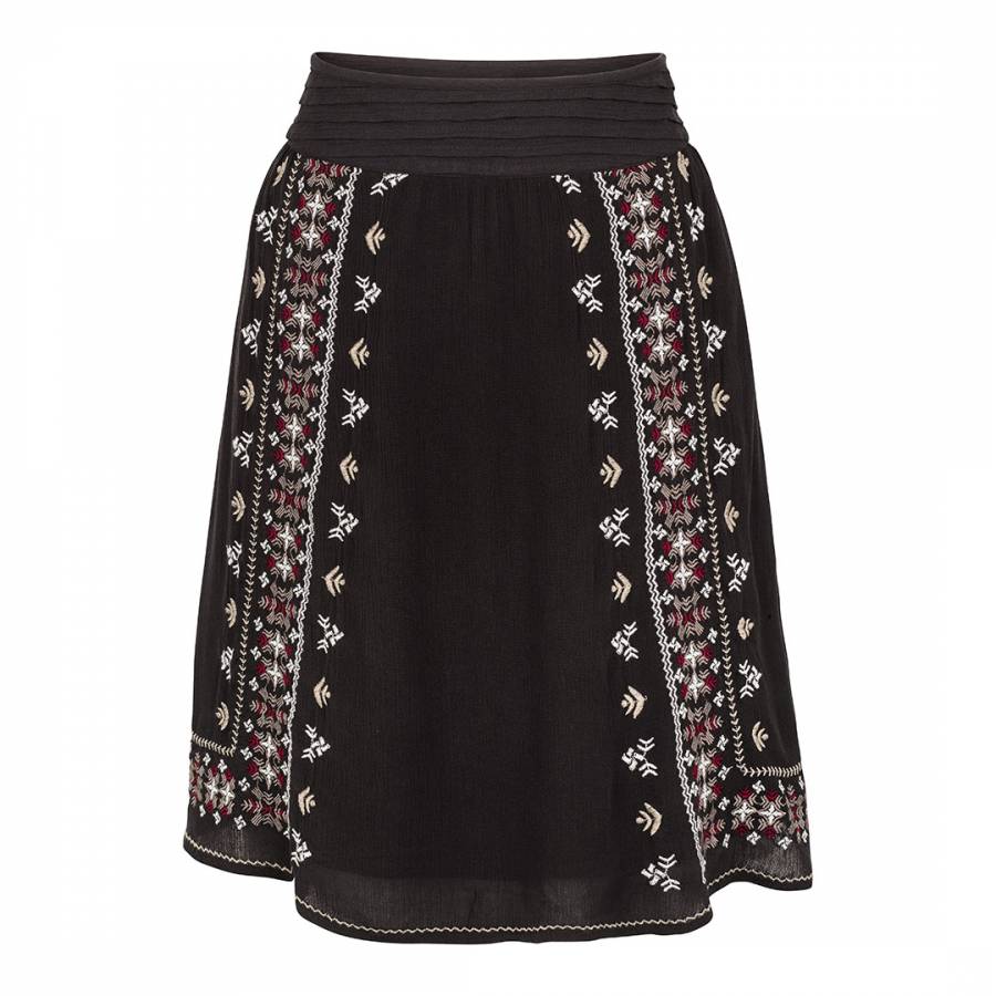 Black India Embroidered Skirt - BrandAlley