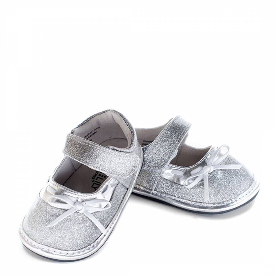 Silver Lacey Glitter Bow Mary Janes - BrandAlley