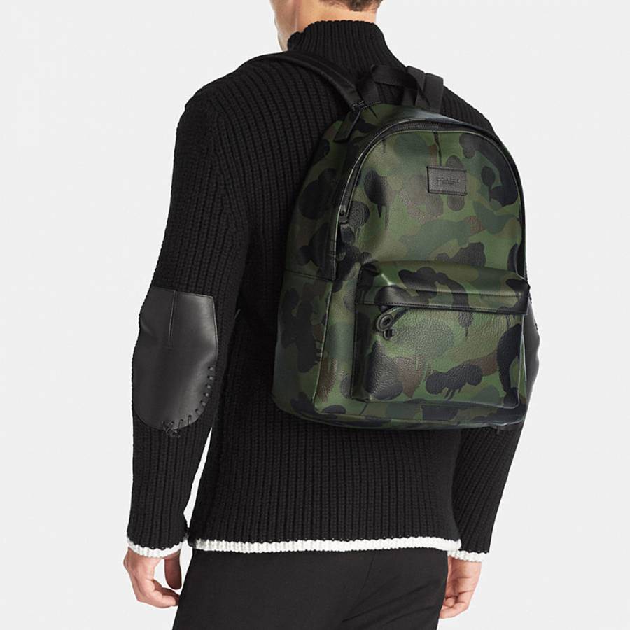 Khaki Military Wild Beast Refined Leather Campus Backpack - BrandAlley