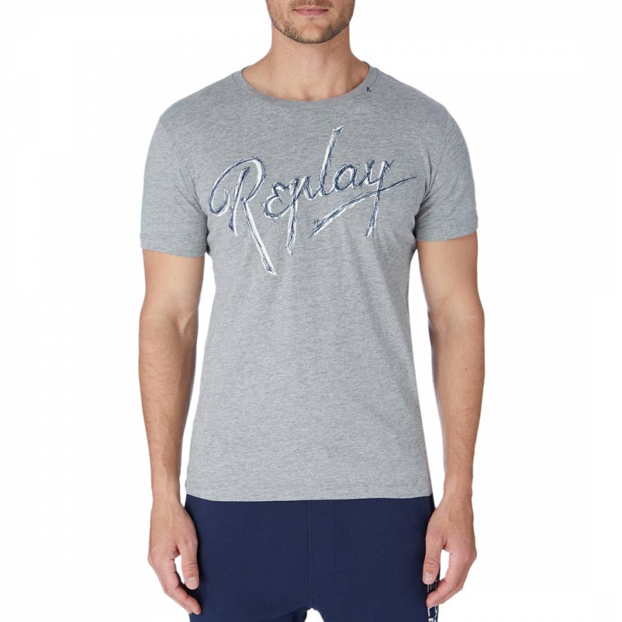 Grey Embroidered Logo T-Shirt - BrandAlley