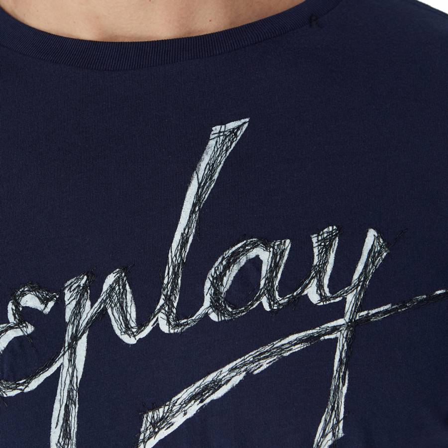 Navy Embroidered Logo T-Shirt - BrandAlley