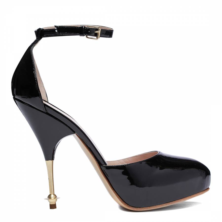 Black Patent Leather Tart Heeled Court Shoes - BrandAlley