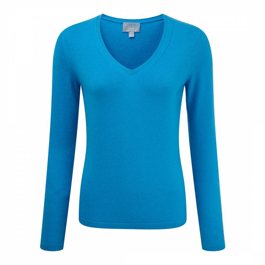 Turquoise Cashmere V Neck Sweater - BrandAlley