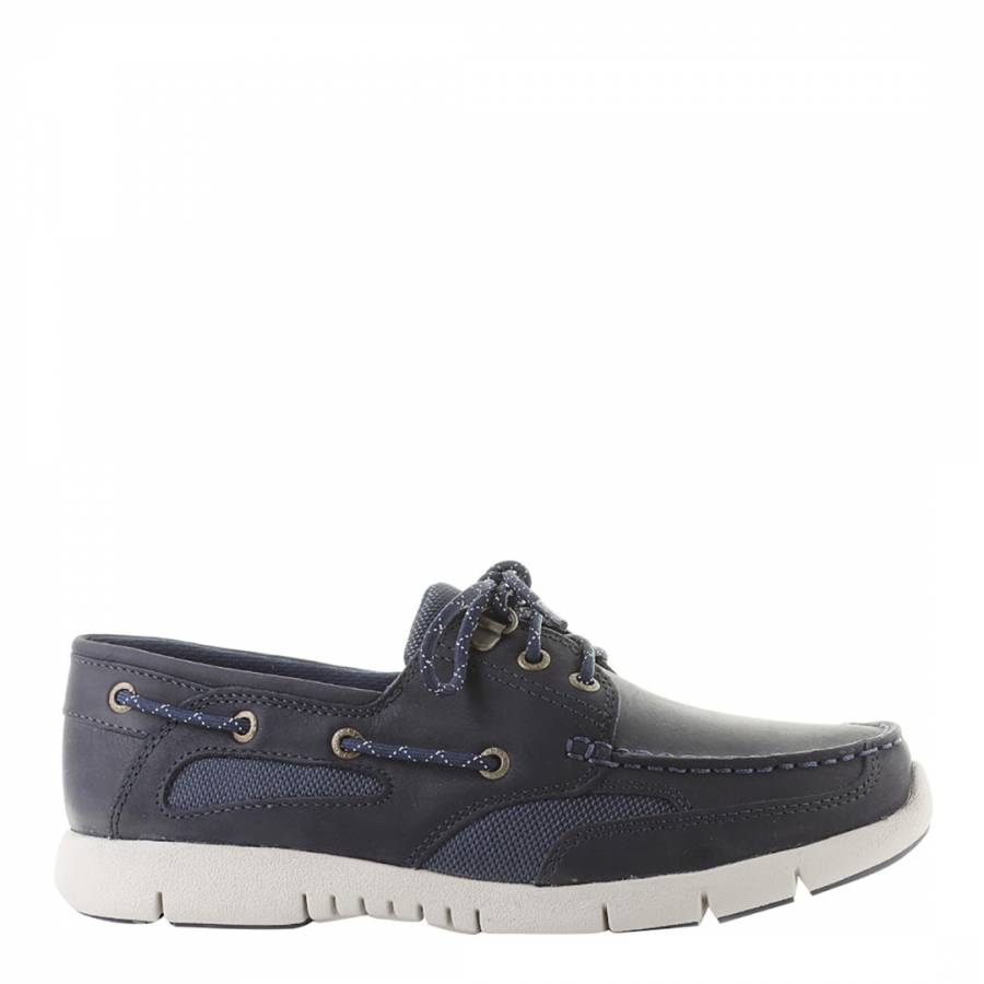 Navy Leather Clovehitch Lite Waxed Boat Shoes - BrandAlley