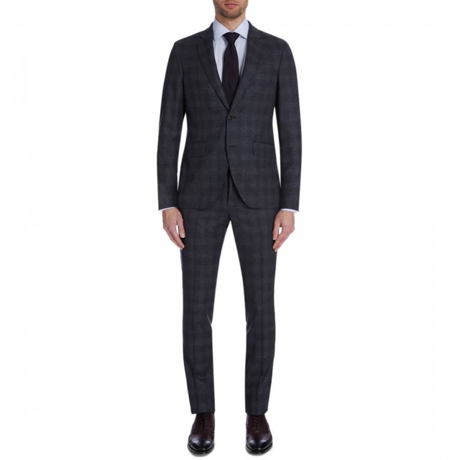 Dark Grey Glen Check Wool Suit - BrandAlley