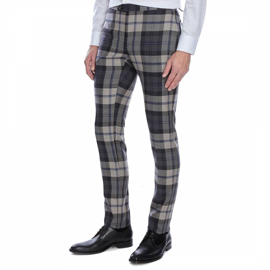 Grey/Multi Multi Grey Tartan Trousers - BrandAlley