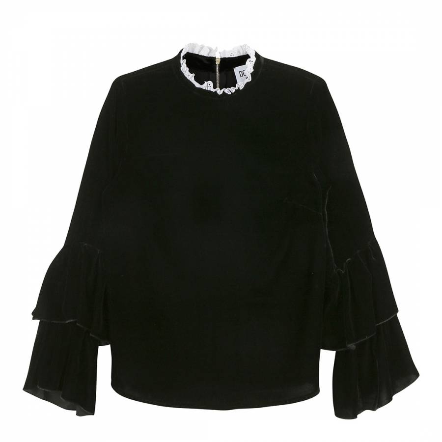Crew Neck Statement Top With Cuff Ruffle - BrandAlley