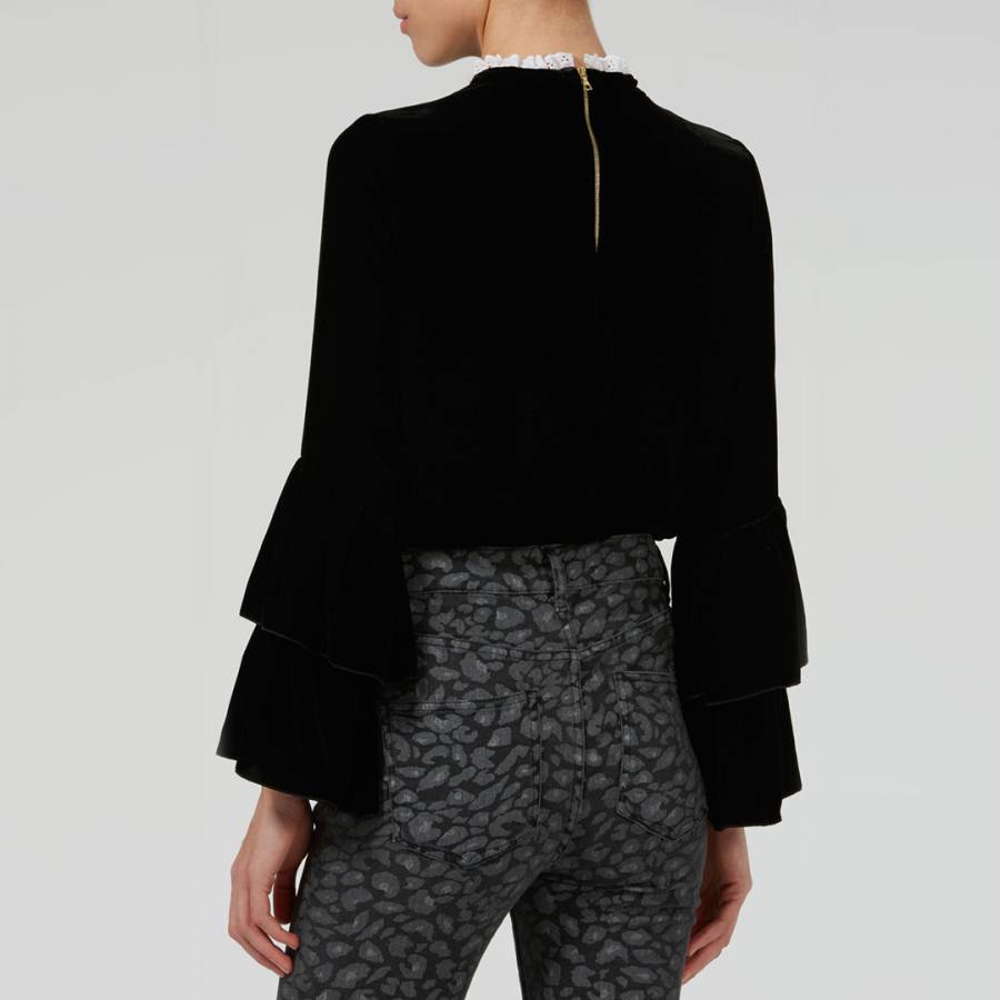 Crew Neck Statement Top With Cuff Ruffle - BrandAlley