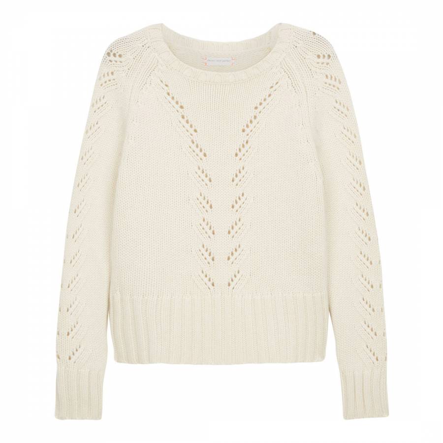 Cream Cashmere Lace Knit Sweater - BrandAlley