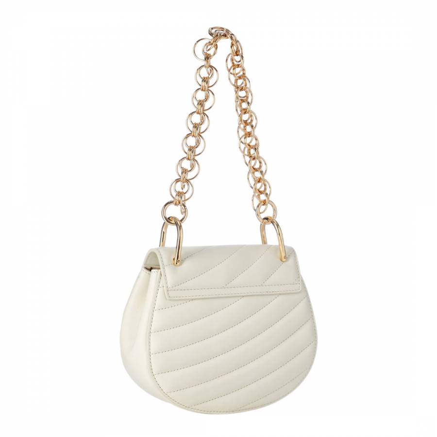 White Chloe Drew Quilted Small Gold Chain Shoulder Bag - BrandAlley