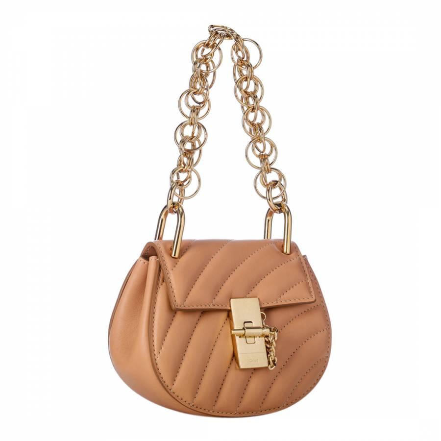Rose Blush Chloe Drew Quilted Small Gold Chain Shoulder Bag - BrandAlley