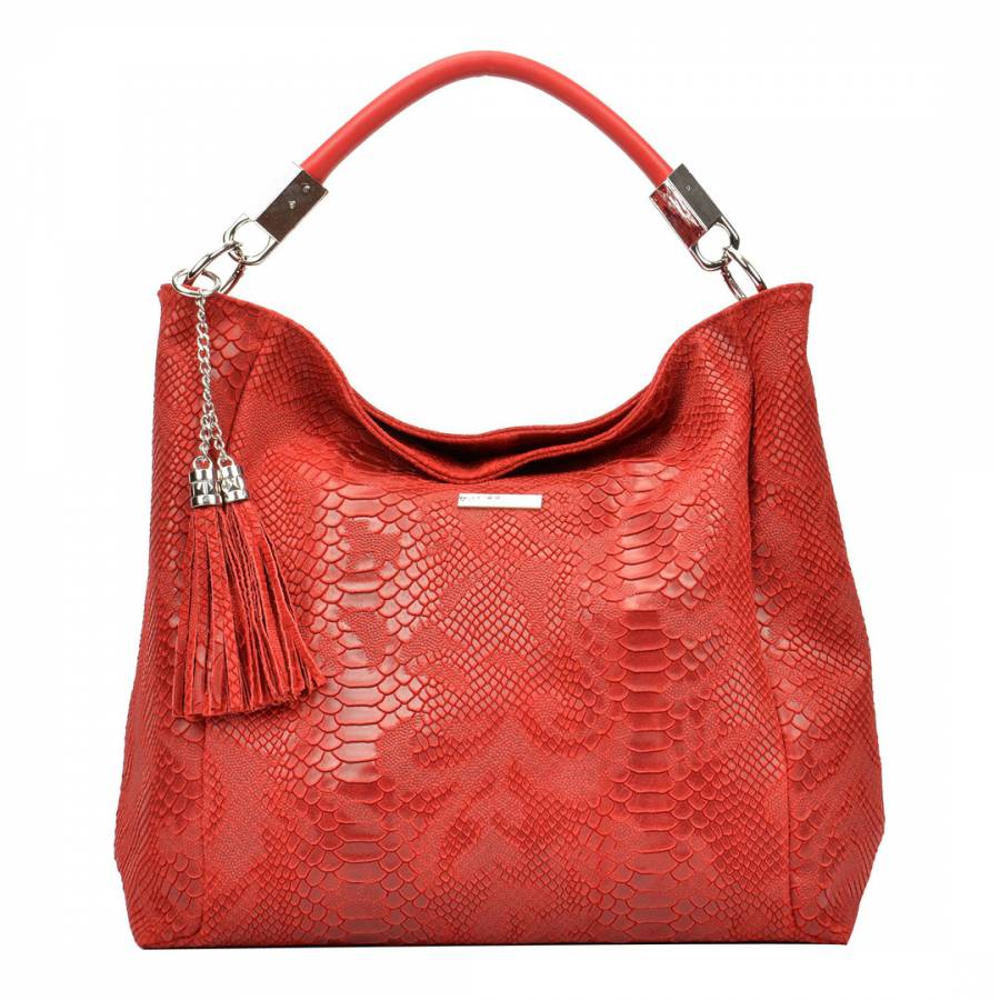 Red Leather Hobo Bag - BrandAlley 