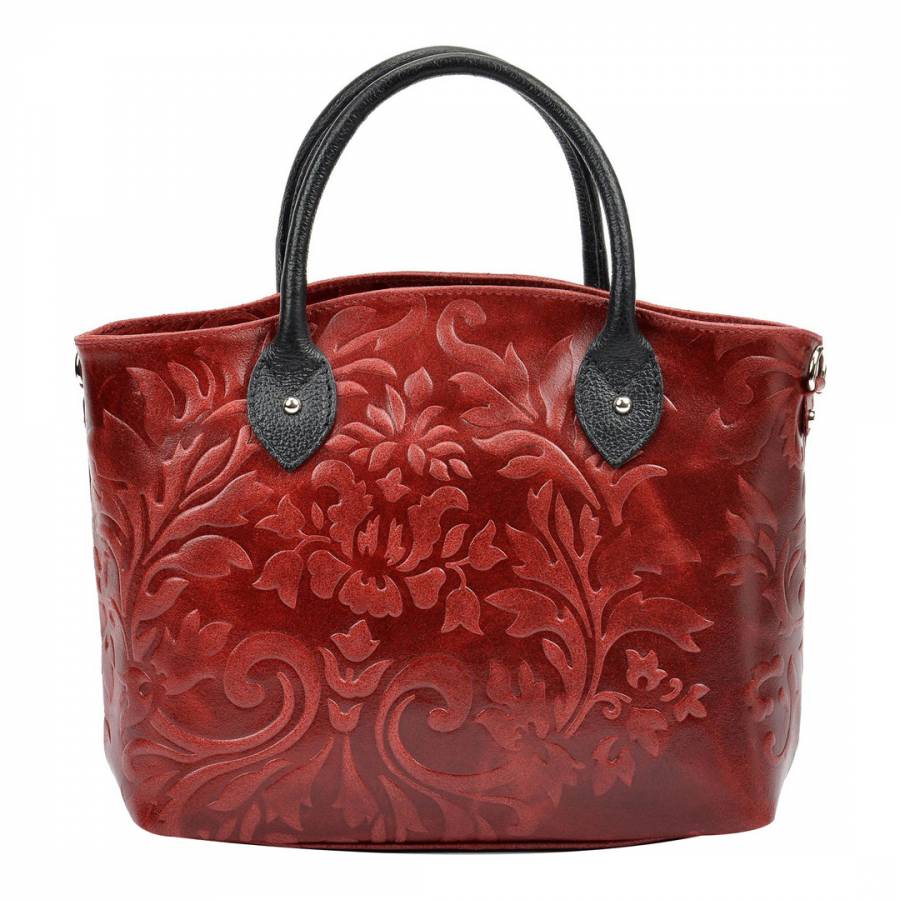 Red Top Handle Leather Bag - BrandAlley