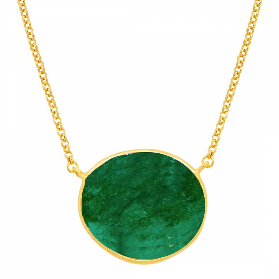 18K Emerald Oval Pendant Necklace - BrandAlley