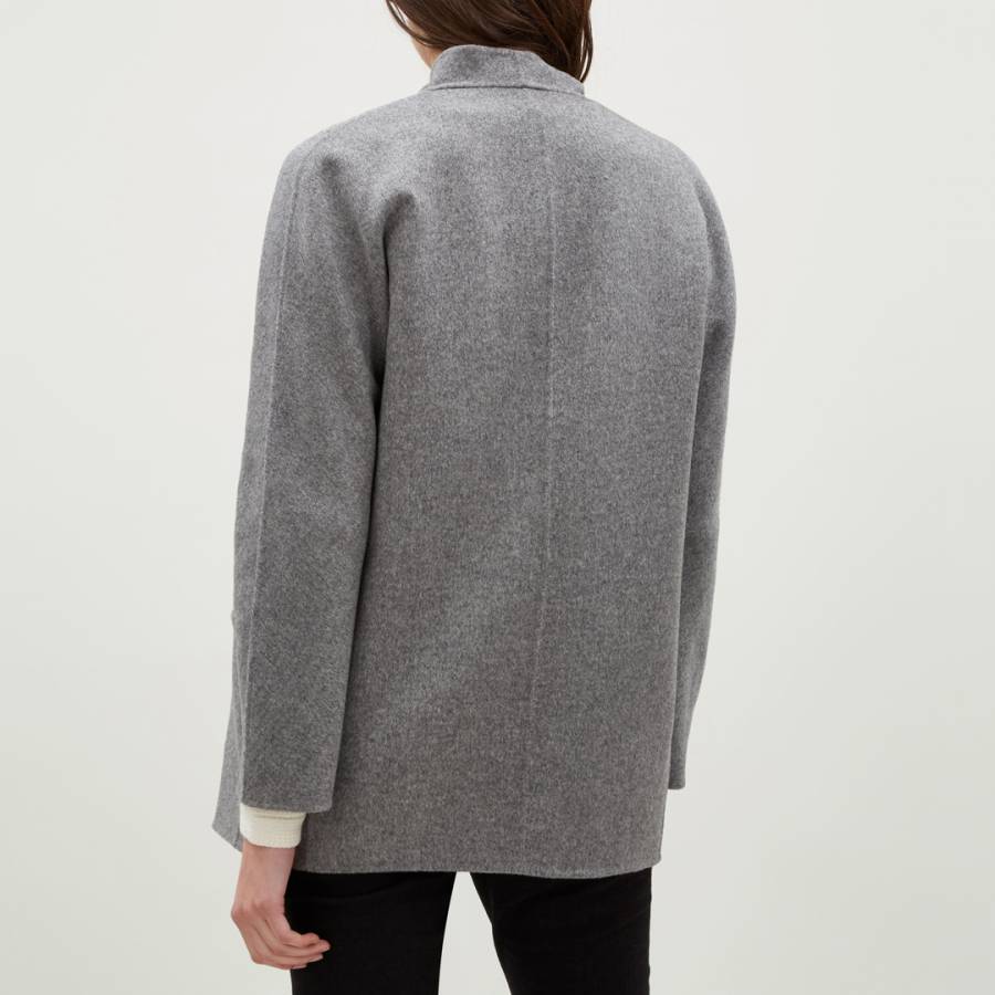 Grey/Camel Wool Duster Coat - BrandAlley