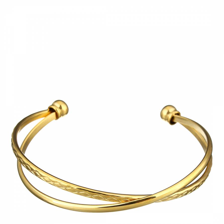 Gold Plated Criss Cross Gold Plated Bangle - BrandAlley